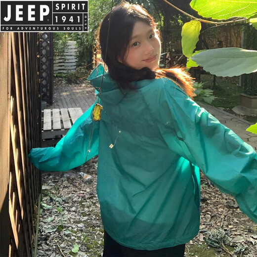 
JEEP SPIRITJEEP hiking sun protection clothes for female couple summer mountaineering sports ultraviolet light and thin style huge and beautiful ice silk jacket Bay Green S