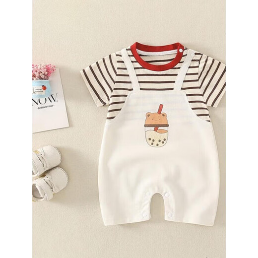 Mini Balabala (Mini Balabala) Baby kurzärmelige Kleidung Sommer Dünner Baby Jungen Sommer Jumpsuit Neugeborenes Vollmondkrabrenanzug 6210 Weiß 80 cm