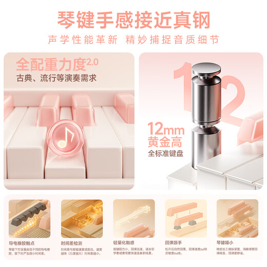 贝琪（Betsy）B190磁吸钢琴果冻键盘88键成人便携式电钢琴学生专业折叠电子钢琴 星黛紫果冻键盘+果冻琴包+支架