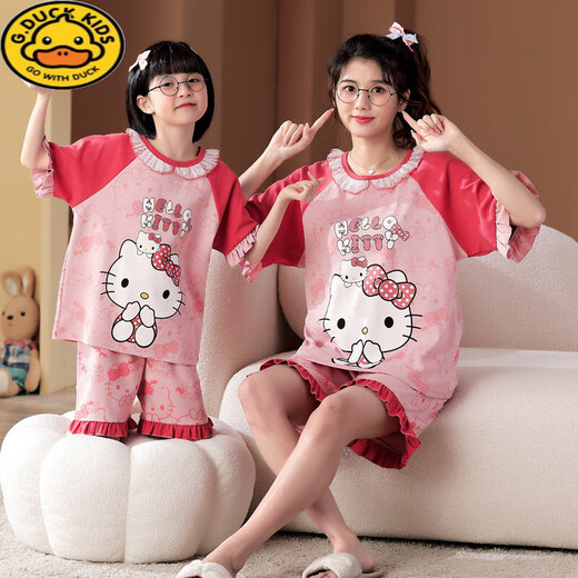 G.DuckKids Pyjama pour enfants Été mince fille Strawberry Bear Suit à manches courtes Fille Coton Pure Vêtements de maison Parent-Child Vêtements mère et fille Vêtements 6621 Kuromi 165 Mom S Code 140-155cm Environ 70 Jin [Jin est égal à 0,5 kg]
