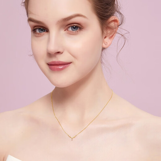 KUXA imitation 18K gold necklace for women Yulu Youyou gold-plated necklace diamond pendant clavicle chain 520 gift for girlfriend