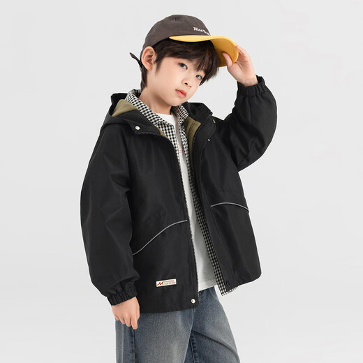 Duojia Waterproof Thin Velvet Soft Shell Jacket Boys' Jacket 2025 Spring and Autumn Children's Warm Mountaineering Clothing Medium and Large Children's Tops