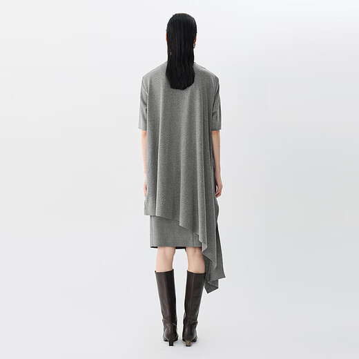 
JNBY [Same Model in Shopping Mall] 25 summer new dress A-shaped short-sleeved round neck 5P6G12350 072/Medium miscellaneous gray XS