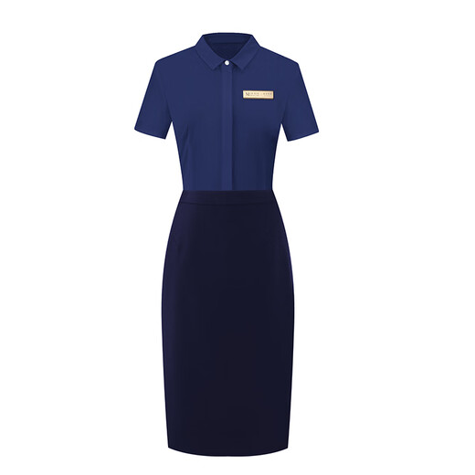 
Washing wear intellectual style shirt suit hip-packing hotel long management work clothes blue work clothes professional temperament female navy blue short-sleeved shirt (17087) S
