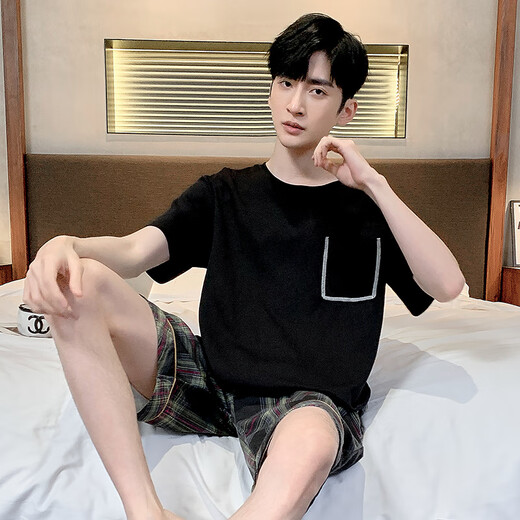 Yalu Sommer-Herren-Pyjamas Baumwolle und Fett Plus-Größe Herren-Sommer-Hauskleidung kurzärmelige Sommer-Jugend koreanische Art dünne halbärmelige 3328 [neue Shorts in Kurzärärmeln] XL [125-140jin [Jin gleich 0,5 kg]]