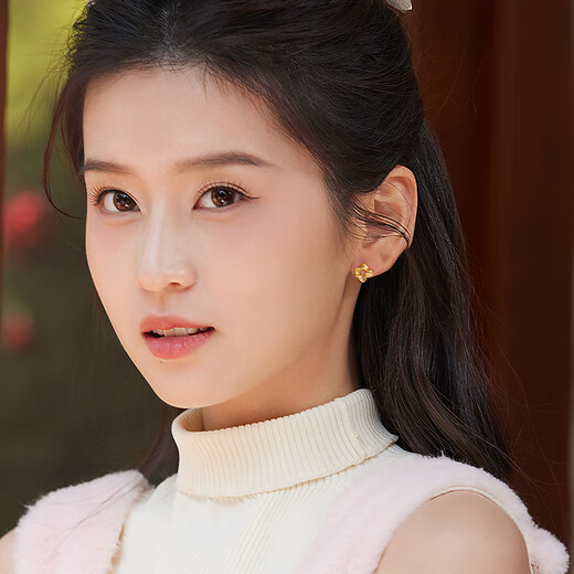 Saturday Fortune S925 Silver Earrings Women's Knot Four-Leaf Clover Earrings Birthday Gift J0913994 Pair