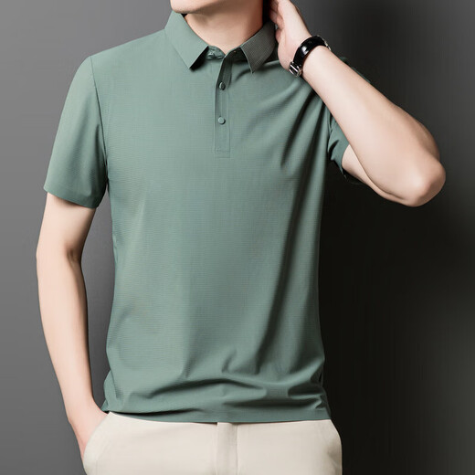 2025修身夏季商务男短袖翻领无痕polo衫男广告衫冰丝休闲上衣t恤 白色12357 5XL 5xl