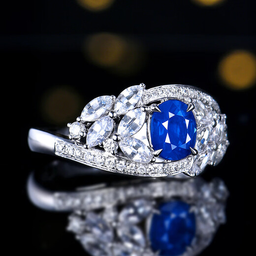 HEEKAIYI Royal Sapphire Ring Women's 18K Diamond Ring Luxurious Chinese Valentine's Day Birthday Gift for Wife and Girlfriend <Supports Customization> 0.9 carat The ring can be changed, please contact customer service