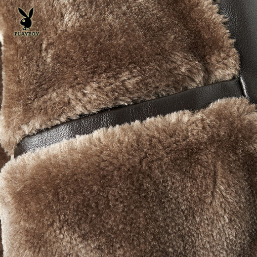 Playboy (PLAYBOY) Dad Winter Genuine Leather Jacket Men's 2026 Velvet Thickened Middle-aged and Elderly New Warm Leather Jacket Men Black L