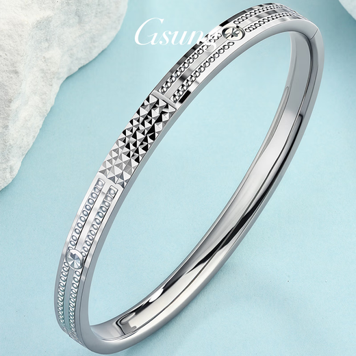GsunG platinum bracelet ladies' concubine bracelet PT950 pure platinum carving laser diamond face bracelet shiny and exquisite calculated according to the gold price of the day