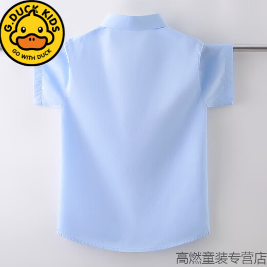 G.duck boys short-sleeved shirt 2026 new summer children's white shirt summer t-shirt middle and older children's school uniform trendy white 120 cm
