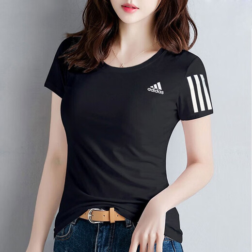 阿迪达斯 （adidas）官方舰店短袖 夏季新款跑步训练运动服梭织快干半袖上衣圆领T恤 9274-黑色梭织快干-现货速发 S 推荐85-110斤