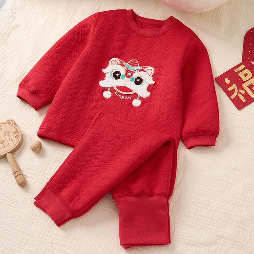 Tongtai (TONGTAI) baby autumn clothing set autumn and winter pure cotton warm baby clothes children's high waist autumn pants Golden Lion Xianrui 100cm