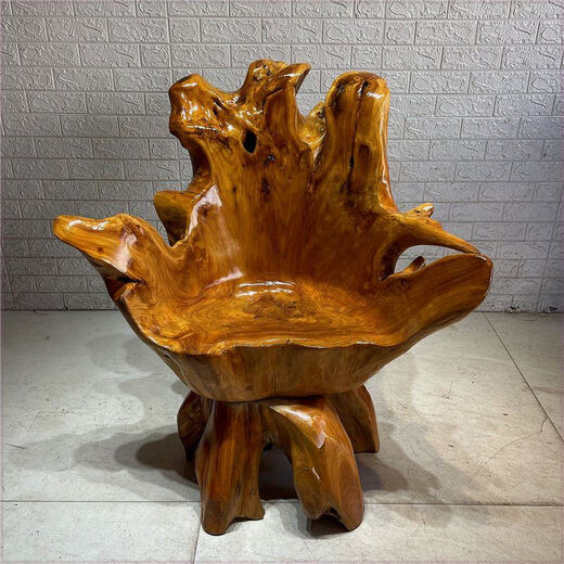 
TMJD MISS tree root carving chair Log root carving backrest chair Wood stool Large board tea table tea table master chair solid wood tree S2677 The sample displayed is not real hair