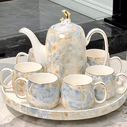 Ruishun tea set for the newlyweds, light luxury high-end cups, water cups, teacups for housewarming, wedding and new house gifts, Glacier Dolphin tea set