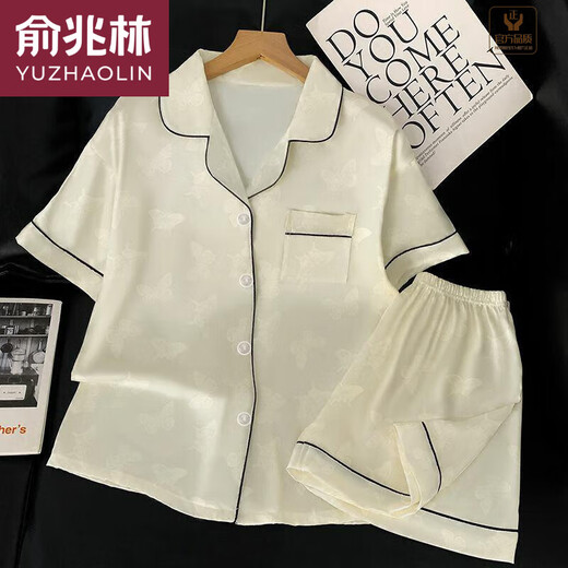 Yu Zhaolin (YUZHAOLIN) 2025 new pajamas for women in summer ice silk short sleeve thin style large size ice silk home clothing set spring and summer YX9214 M (75-95)Jin[Jin equals 0.5 kg]