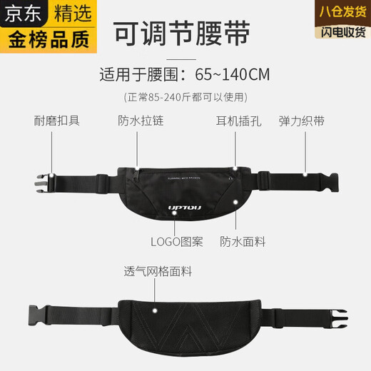 EKK German imported brand sports waist bag for women 2025 running wear mobile phone bag with belt men's and women's work bag light black + leather film arm bag pink one size