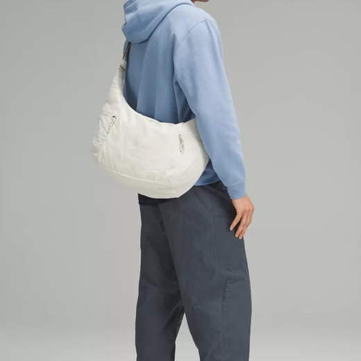 lululemon 13L zipper opening and closing polyester croissant bag croissant bag shoulder bag large women's white white large size