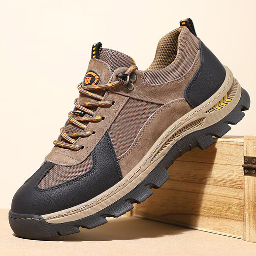 
Genuine leather men's shoes spring new outdoor hiking hiking shoes breathable men's casual dad shoes comfortable sports shoes men B9880 dark brown 38