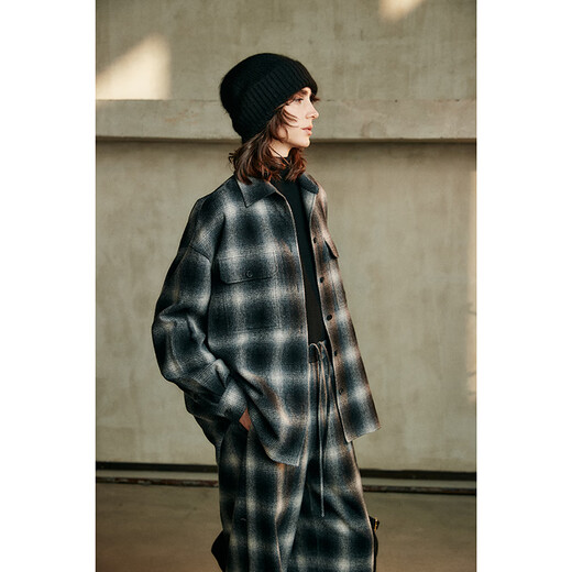 AYUKOAyuko top luxury retro gradient plaid imported from Japan L*P homologous loose shirt/casual pants suit shirt-ancora red plaid imported from Japan 36