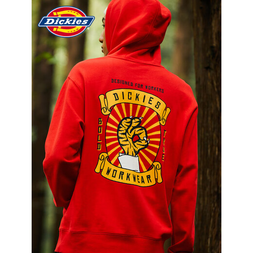 Dickies little tiger comfortable hooded printed sweatshirt personalized men's spring and summer new style neutral couple top trendy women navy blue 9713 same style for men and women XS