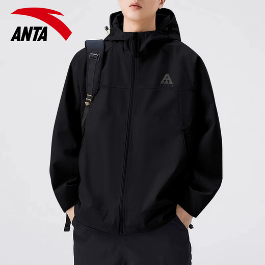 ANTA Jacket Men's Soft Shell Jacket Autumn and Winter New Earth Shell 3.0 Charge Three-Proof Plus Velvet Men's Outdoor Sports Jacket Water-Repellent 6609-4 Slightly Smoked Green L (175) Suitable for 120-140 Jin Jin equals 0.5 kg