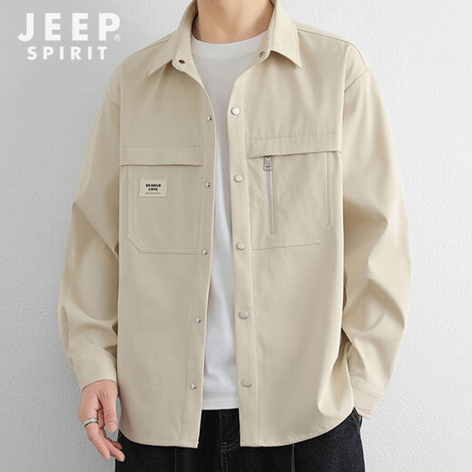 JEEP SPIRIT吉普衬衫男秋季休闲长袖工装外套男宽松百搭夹克上衣新款男装
