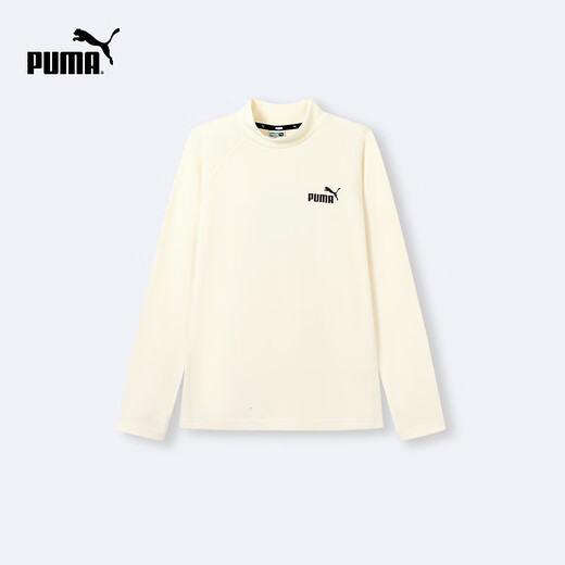 PUMA official authentic new children's long-sleeved T-shirt half turtleneck elastic comfortable and warm white 10101 165