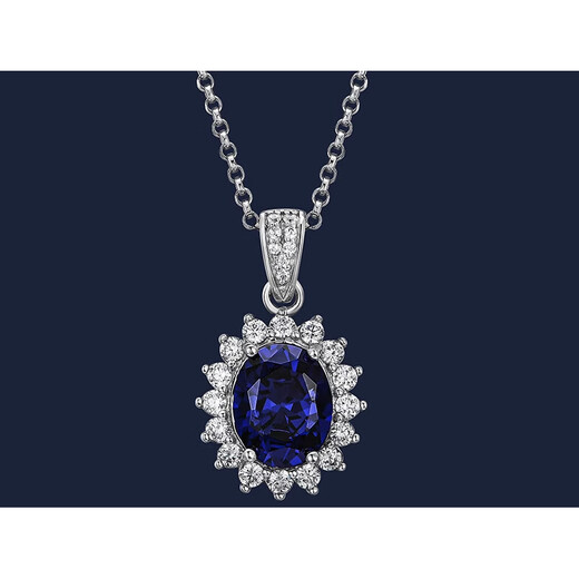 DL 1998 Fat Dong Lai Quality Tanzanite Pendant Silver Blue Tanzanite Necklace Women's Classic Clavicle Cylinder Birthday Silver Necklace + Gift Box