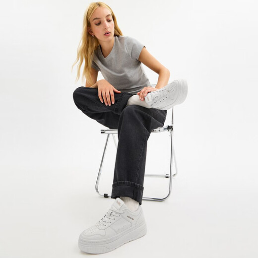 COACH New Year's gift, women's shoes, thick-soled sneakers, single shoes, retro, versatile, casual, comfortable and commuting, bright white 36