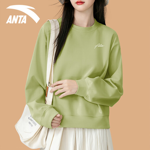 Anta Sweatshirt for Women 2025 Autumn New Loose Slim Round Neckless Sangeve Long Sleeve Top Camiseta de base pequeña 7706-January Moon Shadow M 160