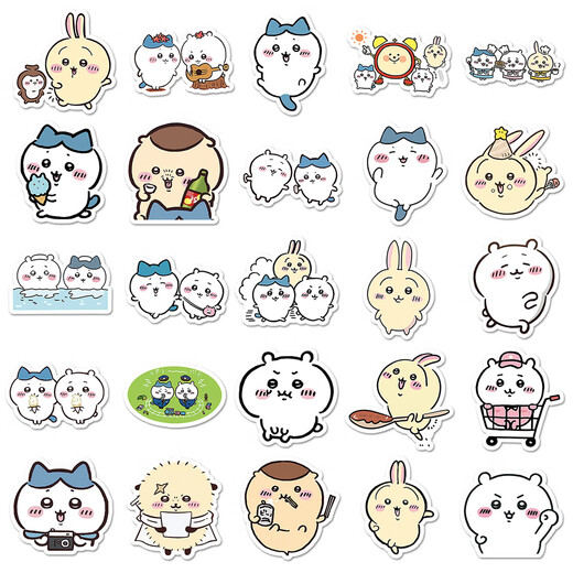 101 Chiikawa-Aufkleber dekorative kleine Muster Jiikawa Xiaoba niedliche Cartoon-Koffer-Aufkleber wasserdichte Dekoration kann unabhängige Schnitt-Schnitt-Druck-Drucken Chiikawa-1079+1319h (101 Aufkleber) sein (101 Aufkleber)