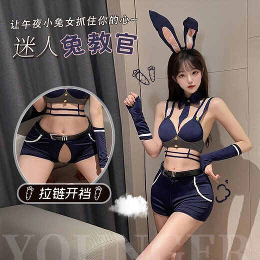 Feimutu Girl Uniform Set Sexy Pajamas exempt de literie Robe de bataille Temptation Femmes Passionnées 3879 Blue + Pink Bandband + Fake Collar + Tie + Bra + Zipper La taille moyenne Recommandée Poids 80-120 Jin [Jin est égal à 0,5 kg]