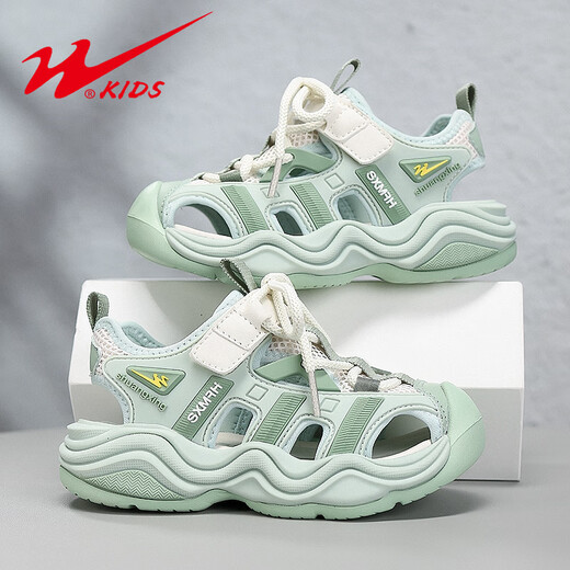 Double Star Children's Shoes Girls Sandals Summer New Baotou Children's Shoes Large and Medium Children Soft Sole Sports Girls Outdoor Wading Shoes Lavender Purple Velcro Inner Length 20.3 Foot Length 19.3 Size 32