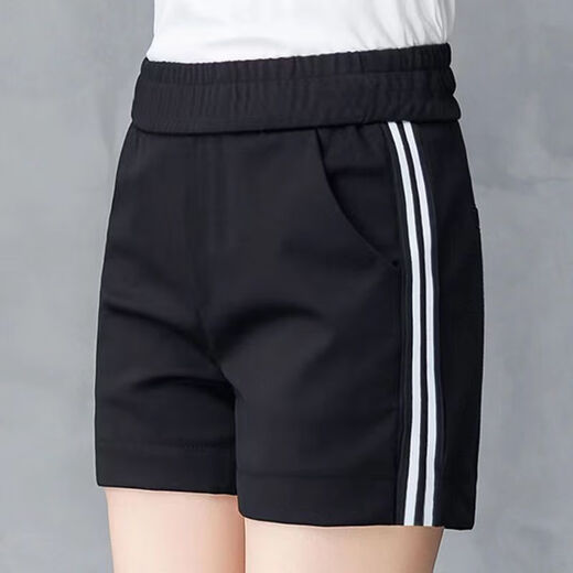 京功妈妈穿的运动装短裤中年装宽松百搭休闲女2025夏季高腰显瘦五分 黑色[9928款] M 建议80-90斤