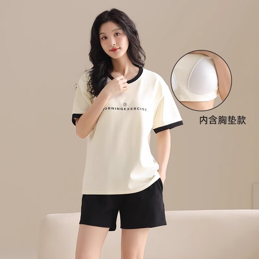 Hengyuanxiang Pyjamas Frauen reines Baumwoll 2025 Neues dünne Kurzarmshorts Pullover Home Cloding Set Frühling und Sommer 6172 L