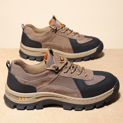 
Genuine leather men's shoes spring new outdoor hiking hiking shoes breathable men's casual dad shoes comfortable sports shoes men B9880 dark brown 38
