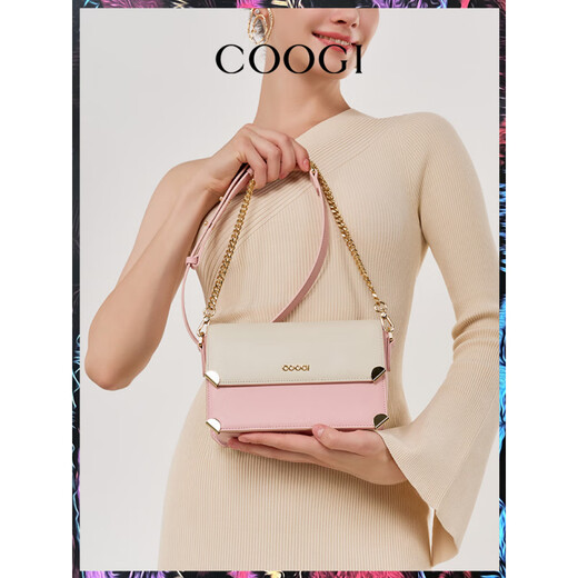 COOGI bag women's 2025 new style light luxury shoulder crossbody bag genuine leather small square bag for girlfriend and wife off-white