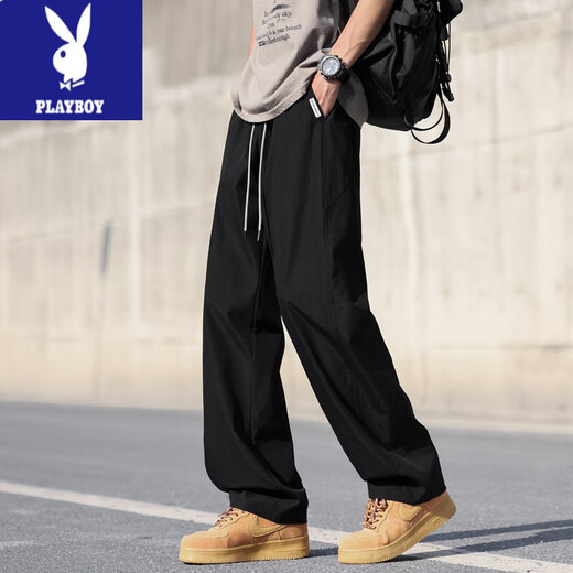 花花公子（PLAYBOY）夏季薄款裤子男孩青少年高中初中学生冰丝速干运动裤大童休闲长裤 HXS-6636军绿色 XL 115至130斤