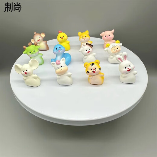 
Creative tilted head zodiac DIY decoration accessories mini desktop small ornaments children toy model gifts 12 cute zodiac signs set