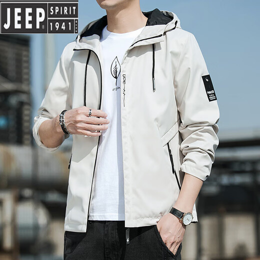 JEEP SPIRIT Jeep Spring and Autumn Hooded Fashion Jacket Men's 2025 Winter New Youth Trendy All-match Loose Casual Jacket K12131 Black M [Suggested 100-110Jin [Jin equals 0.5 kg]]