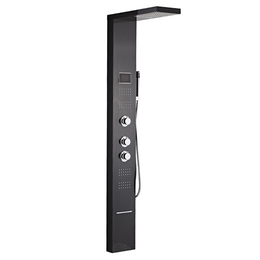 
Qiaosi floor-standing style wall-mounted shower screen bathing rain constant temperature shower set bathing device booster nozzle 3882H Huan Ye Hei manual temperature control floor-standing digital display model