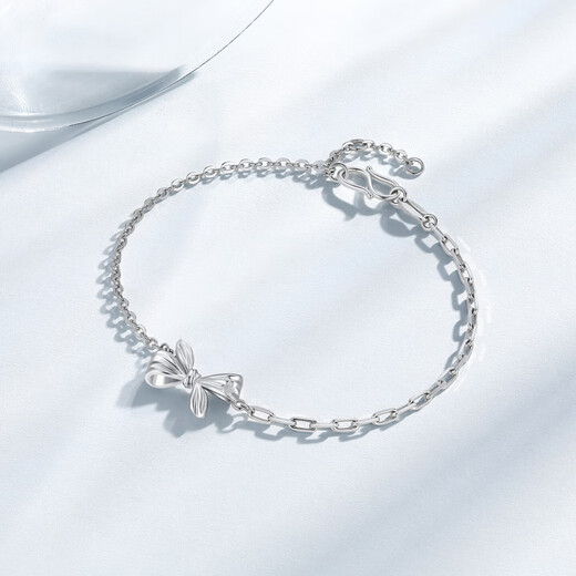 Chao Acer Bow Platinum Bracelet Women's PT950 Platinum Bracelet Stacked Birthday Gift Priced Labor Cost 380 Yuan 3.65g, Chain Length Approximately 16cm + Tail Chain