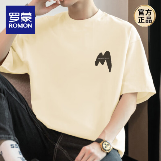 ROMON (ROMON) 260G Camiseta americana de peso pesado Camiseta de algodón de algodón corto de algodón puro de algodón de algodón de manga corta Top de verano de verano.