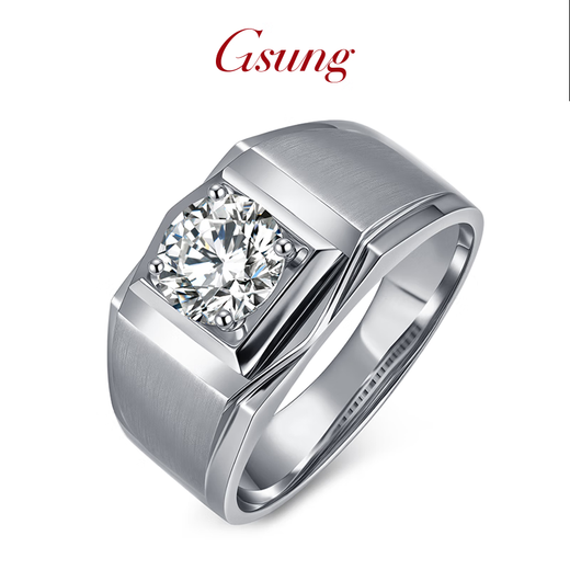 GsunG platinum PT950 men's cultivated diamond ring, atmospheric pure platinum brushed wide ring for men, smooth and fashionable. Priced by gram. Contact before bidding.