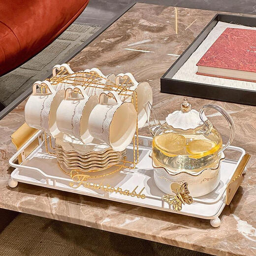 Sanqihu Light Luxury Cup Set Home Living Room Питьевая вода чайник Перемещение нового дома набор для чая Свадебная кукла Light Luxury 1 Tea Cup 1 Disc 1 Spoon Обычная упаковка 1049