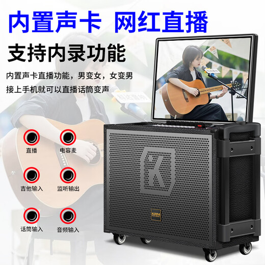KODA 12-inch high-power outdoor heavy bass live broadcast KTV audio square dance audio with display screen portable trolley audio wireless Bluetooth singing speaker 12 speakers 17 screens + 320G