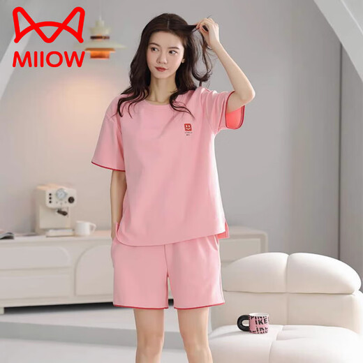 猫人（MiiOW）2025年新款睡衣女夏季爆款纯棉短袖甜美休闲运动家居服套装 Z9855 M 【建议80-100斤穿】
