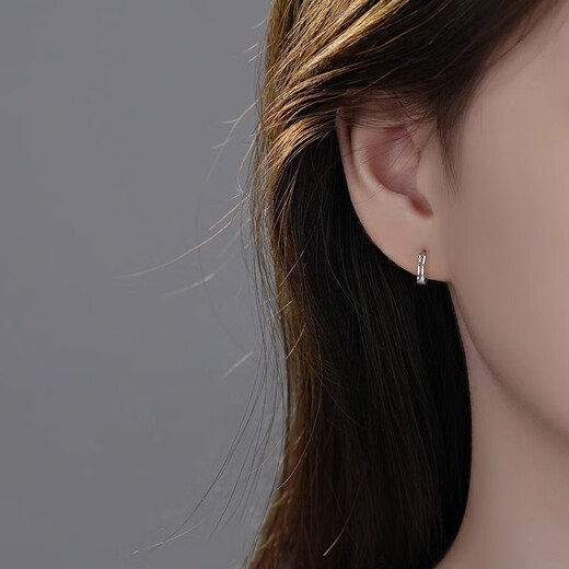 BJYLS999 pure silver earrings for women niche design high-end earrings sterling silver ear piercing ear bone studs earrings ear buckle jewelry S999 pure silver earrings-12mm (pair)