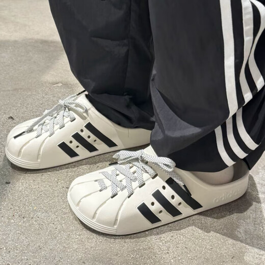 阿迪达斯 （adidas）ADILETTE CLOG 白色 洞洞运动休闲拖鞋 JH9849 JH9848黑色 40.5 支持鉴定